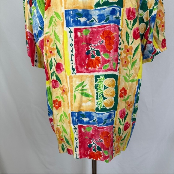 Vintage Hilo Hattie 2-Pc Top Blouse Short Womens Medium Vibrant Floral Hawaiian - Picture 11 of 16